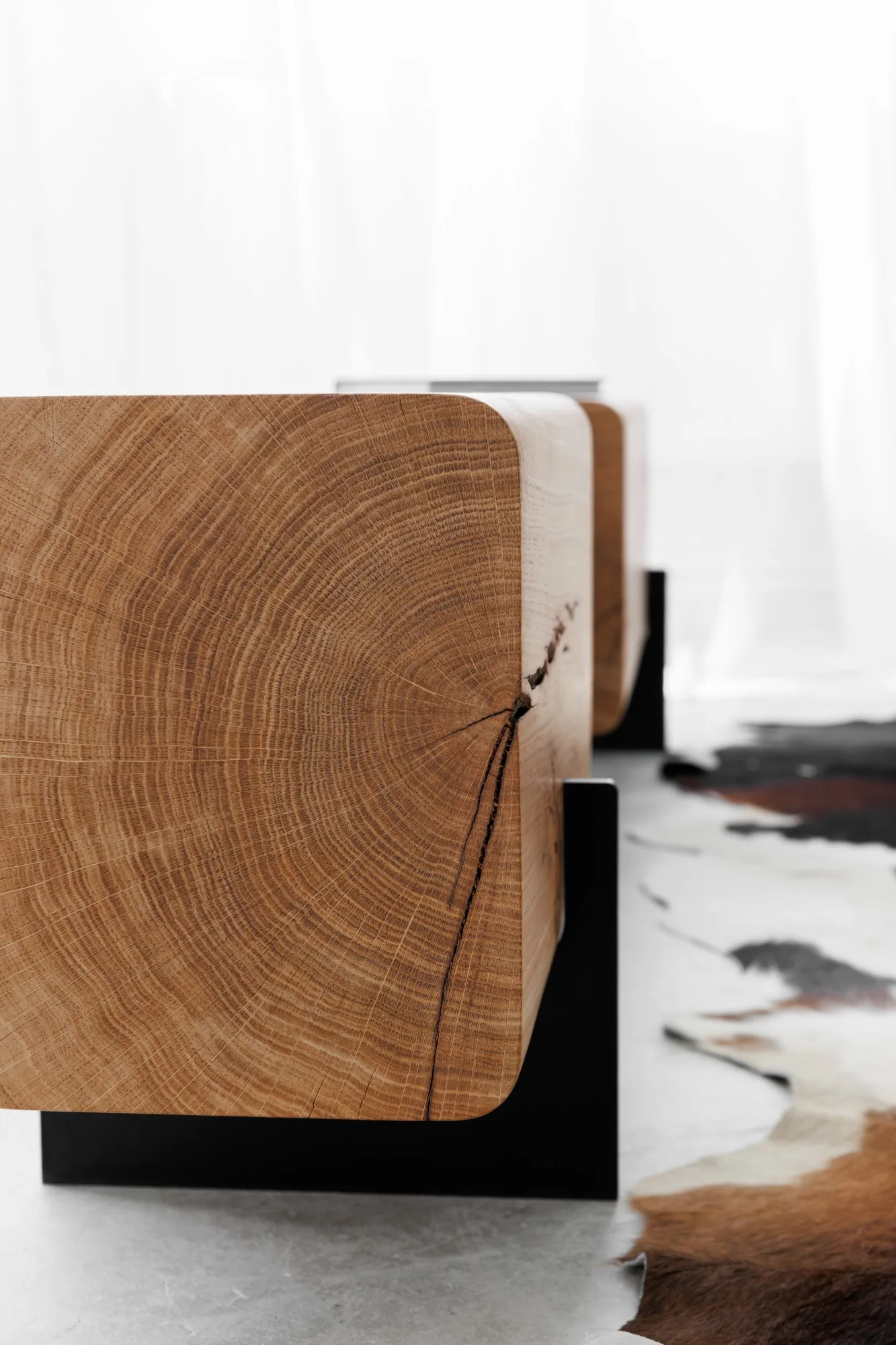 Element – Măsuță de Cafea și Bancă din Stejar Masiv și Metal - imagine 7